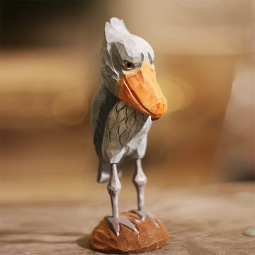 Handmade Carved Wooden Shoebill Figurine